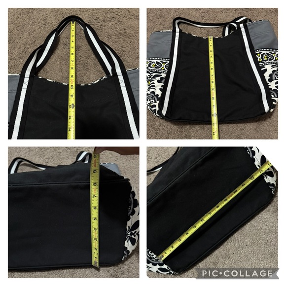 Large Vera Bradley Tote Bag-Black/White/Gray-Open Top-Reusable Bag Included-GUC - Picture 16 of 16